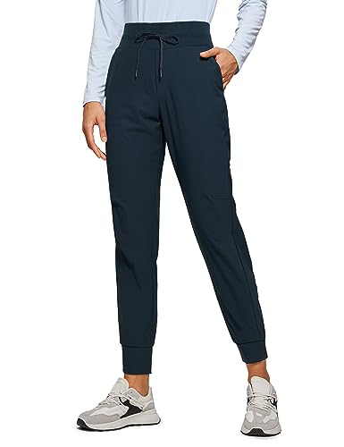 CRZ YOGA Damen Lässige Sporthose Tunnelzug Taille Jogger Pants Jogginghose Freizeithose mit Taschen - 70cm Echte Marine 38 von CRZ YOGA