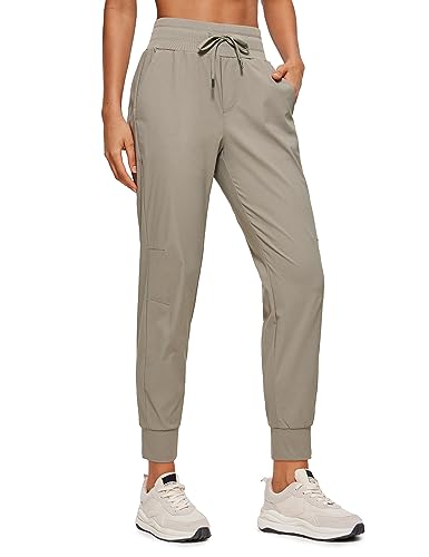 CRZ YOGA Damen Lässige Sporthose Tunnelzug Taille Jogger Pants Jogginghose Freizeithose mit Taschen - 70cm Klippenasche 36 von CRZ YOGA