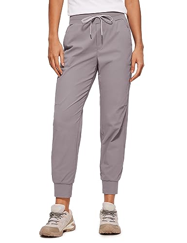 CRZ YOGA Damen Lässige Sporthose Tunnelzug Taille Jogger Pants Jogginghose Freizeithose mit Taschen - 70cm Lunar Rock 40 von CRZ YOGA