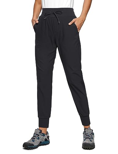 CRZ YOGA Damen Lässige Sporthose Tunnelzug Taille Jogger Pants Jogginghose Freizeithose mit Taschen - 70cm Schwarz 38 von CRZ YOGA