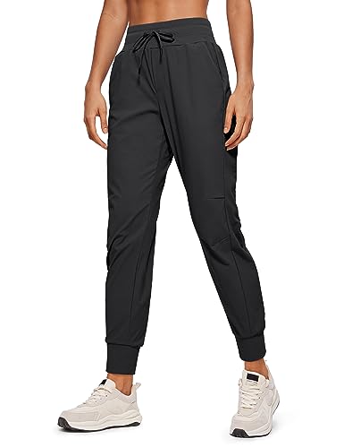 CRZ YOGA Damen Lässige Sporthose Tunnelzug Taille Jogger Pants Jogginghose Freizeithose mit Taschen - 70cm Tinte grau 42 von CRZ YOGA