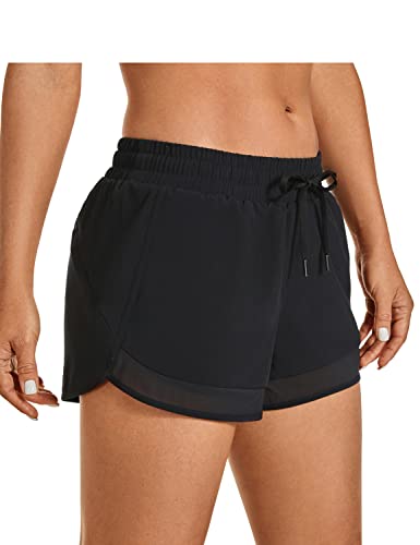 CRZ YOGA Damen Leichte Laufshorts Schnell Trocknende Sport Shorts mit Kordelzug -7.6cm Schwarz 38 von CRZ YOGA