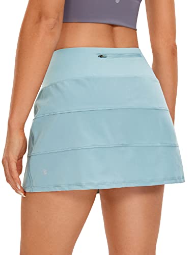 CRZ YOGA Damen Lightweight Stretch Golf Tennisrock Laufen Workout Kurz Röcke Sport Athletic Sportskort mit Taschen Hellgraublau 34 von CRZ YOGA