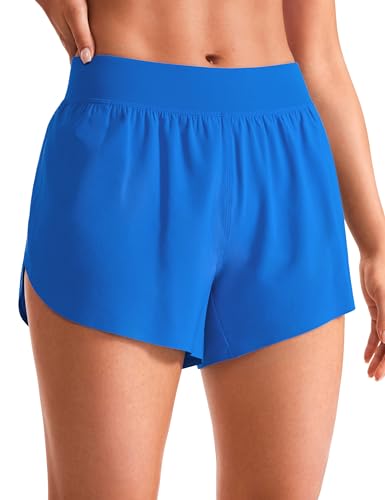 CRZ YOGA Damen Mid Waist Running Shorts Seitliche Splits Sport Workout Kurze Hose Leichte Atmungsaktive Sporthose Laufhose Funkelndes Blau 42 CRZ YOGA Damen Mid Waist Running Shorts Seitliche Splits Sport Workout Kurze Hose Leichte Atmungsaktive Sporthose Laufhose Funkelndes Blau 42 von CRZ YOGA