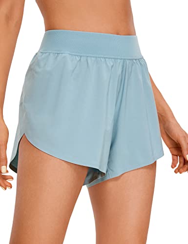 CRZ YOGA Damen Mid Waist Running Shorts Seitliche Splits Sport Workout Kurze Hose Leichte Atmungsaktive Sporthose Laufhose Hellgraublau 40 CRZ YOGA Damen Mid Waist Running Shorts Seitliche Splits Sport Workout Kurze Hose Leichte Atmungsaktive Sporthose Laufhose Hellgraublau 40 von CRZ YOGA