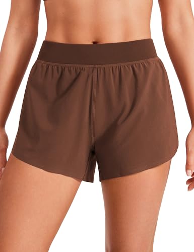 CRZ YOGA Damen Mid Waist Running Shorts Seitliche Splits Sport Workout Kurze Hose Leichte Atmungsaktive Sporthose Laufhose Kaffeebraun 38 CRZ YOGA Damen Mid Waist Running Shorts Seitliche Splits Sport Workout Kurze Hose Leichte Atmungsaktive Sporthose Laufhose Kaffeebraun 38 von CRZ YOGA