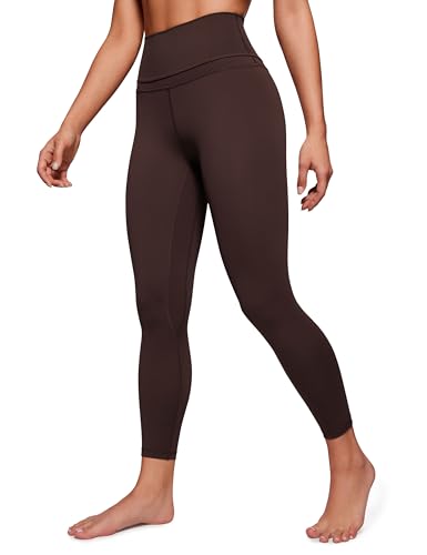 CRZ YOGA Damen Naked Feeling Sport Leggings High Wasit Sporthose Yogahose Blickdicht Lange Yoga Leggins - 64cm Heißes Fudge-Brown 36 von CRZ YOGA