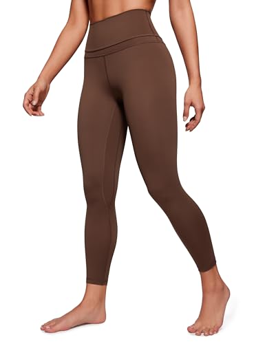 CRZ YOGA Damen Naked Feeling Sport Leggings High Wasit Sporthose Yogahose Blickdicht Lange Yoga Leggins - 64cm Kaffeebraun 44 von CRZ YOGA