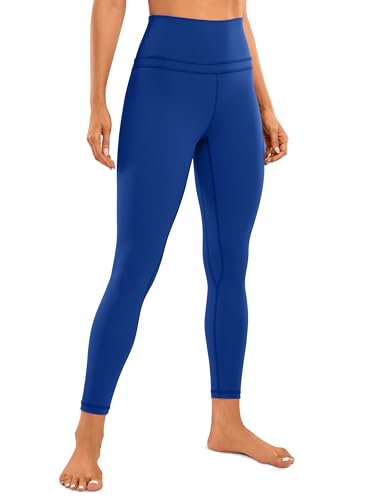 CRZ YOGA Damen Naked Feeling Sport Leggings High Wasit Sporthose Yogahose Blickdicht Lange Yoga Leggins - 64cm Wellen Blau 42 von CRZ YOGA