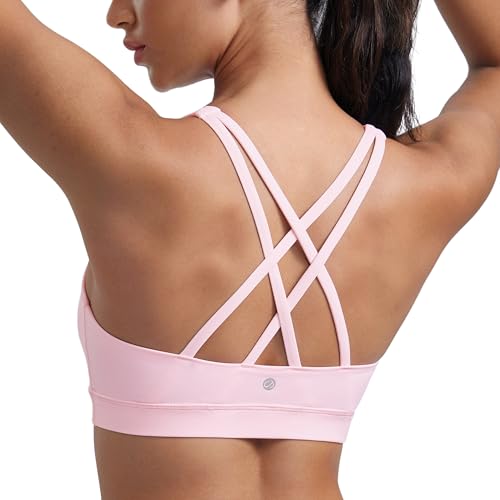 CRZ YOGA Damen Ohne Bügel Sport BH Gekreuzt Rücken Spaghetti Top Abnehmbare Pads Yoga Croptop Erdbeerrosa M CRZ YOGA Damen Ohne Bügel Sport BH Gekreuzt Rücken Spaghetti Top Abnehmbare Pads Yoga Croptop Erdbeerrosa M von CRZ YOGA
