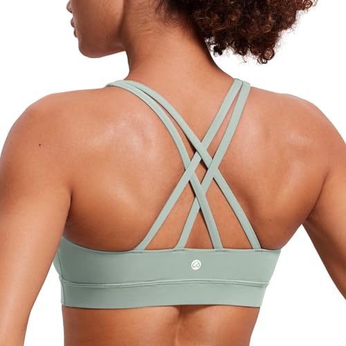 CRZ YOGA Damen Ohne Bügel Sport BH Gekreuzt Rücken Spaghetti Top Abnehmbare Pads Yoga Croptop Grüner Palmenhof XL CRZ YOGA Damen Ohne Bügel Sport BH Gekreuzt Rücken Spaghetti Top Abnehmbare Pads Yoga Croptop Grüner Palmenhof XL von CRZ YOGA