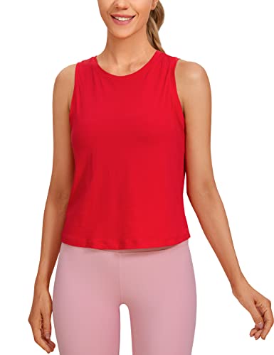 CRZ YOGA Damen Pima Baumwolle Ärmelloses Locker Tank Tops Übung Gym Yoga Tops Athletische Shirts Festival Rot 38 von CRZ YOGA