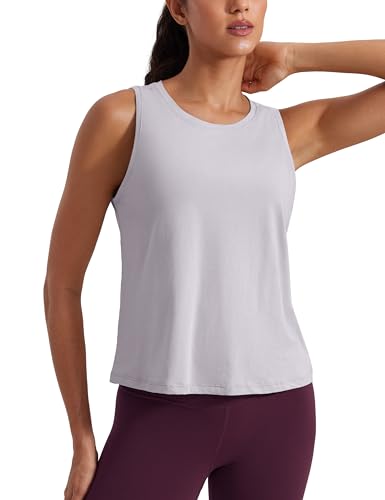CRZ YOGA Damen Pima Baumwolle Ärmelloses Locker Tank Tops Übung Gym Yoga Tops Athletische Shirts Graue Iris 44 von CRZ YOGA