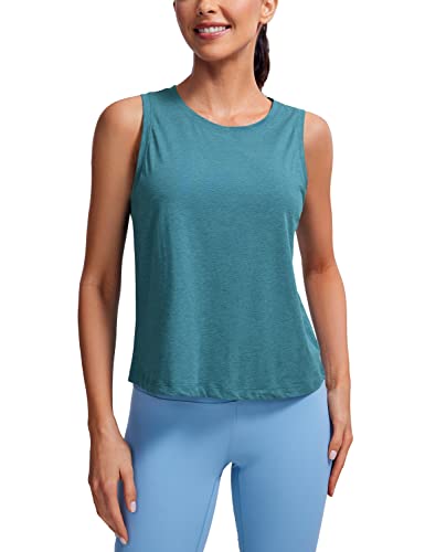 CRZ YOGA Damen Pima Baumwolle Ärmelloses Locker Tank Tops Übung Gym Yoga Tops Athletische Shirts Eisvogel Heather 38 von CRZ YOGA