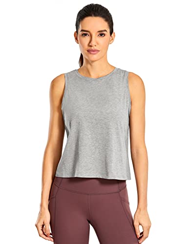 CRZ YOGA Damen Pima Baumwolle Ärmelloses Locker Tank Tops Übung Gym Yoga Tops Athletische Shirts Heather Mittelgrau 44 von CRZ YOGA