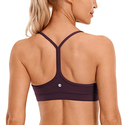 CRZ YOGA Damen Butterluxe Racerback Sport BH Gepolstert Ohne Bügel Y-Rücken Yoga BH Sommer Atmungsaktiv Spaghetti Top Dunkellila M von CRZ YOGA