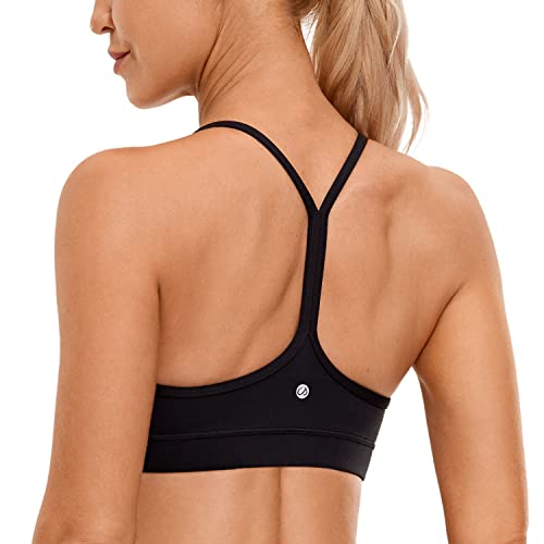 CRZ YOGA Damen Butterluxe Racerback Sport BH Gepolstert Ohne Bügel Y-Rücken Yoga BH Sommer Atmungsaktiv Spaghetti Top Schwarz XS von CRZ YOGA