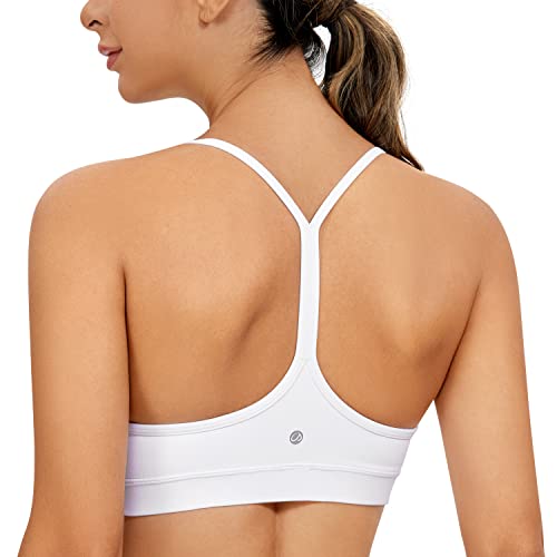 CRZ YOGA Damen Butterluxe Racerback Sport BH Gepolstert Ohne Bügel Y-Rücken Yoga BH Sommer Atmungsaktiv Spaghetti Top Weiss XS von CRZ YOGA