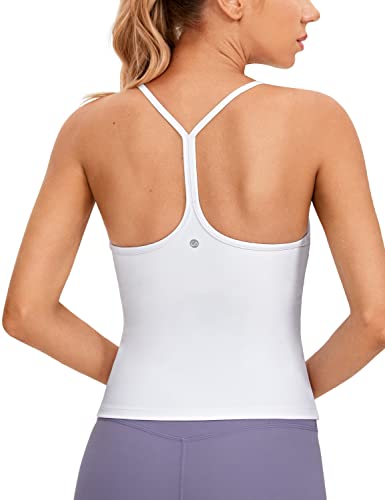 CRZ YOGA Damen Butterluxe Racerback Sports Tank Top Ärmelloses Ohne Bügel Yoga Oberteile Crew Ausschnitt Fitness Spaghetti Tops Weiss 42 von CRZ YOGA