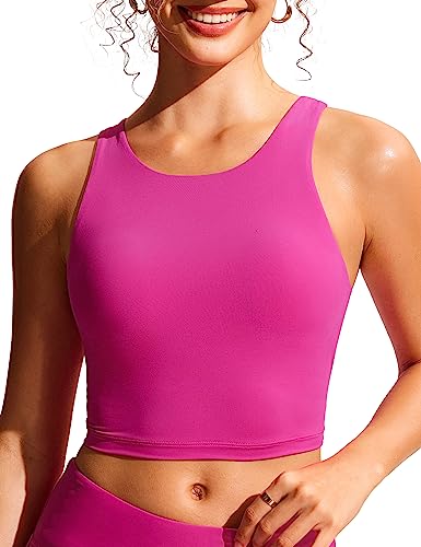 CRZ YOGA Damen Racerback Swim Top Bikini Oberteil Schnell Trocknend Padded Swimsuit Hibiskus-Purpur 34 von CRZ YOGA