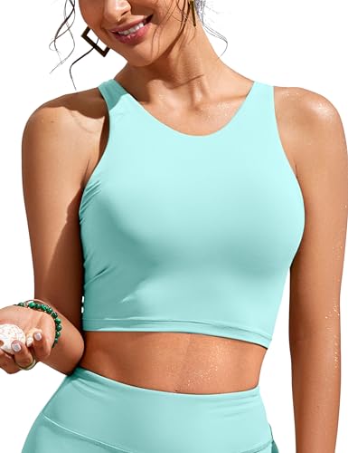 CRZ YOGA Damen Racerback Swim Top Bikini Oberteil Schnell Trocknend Padded Swimsuit Hydra Blue 40 von CRZ YOGA