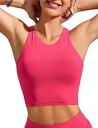 CRZ YOGA Damen Racerback Swim Top Bikini Oberteil Schnell Trocknend Padded Swimsuit Magenta 38 von CRZ YOGA