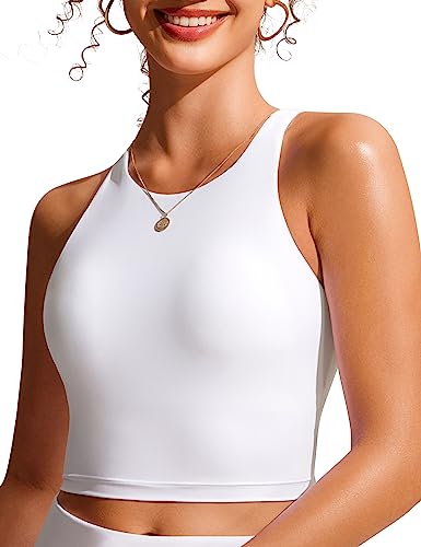 CRZ YOGA Damen Racerback Swim Top Bikini Oberteil Schnell Trocknend Padded Swimsuit Weiss 42 von CRZ YOGA