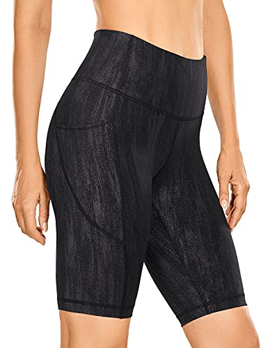 CRZ YOGA Naked Feeling Damen Radlerhose High Waist Yoga Leggings Kurze Sporthose Biker Shorts mit Seitentaschen - 25cm Helles Schwarz 34 von CRZ YOGA