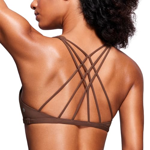 CRZ YOGA Damen Spaghetti Sport BH Gekreuzt Rücken Croptop Ohne Bügel Abnehmbare Gepolstert Yoga Bra Kaffeebraun M CRZ YOGA Damen Spaghetti Sport BH Gekreuzt Rücken Croptop Ohne Bügel Abnehmbare Gepolstert Yoga Bra Kaffeebraun M von CRZ YOGA