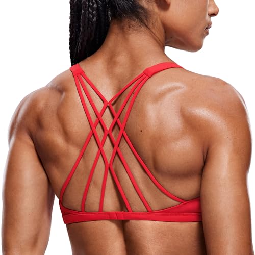 CRZ YOGA Damen Spaghetti Sport BH Gekreuzt Rücken Croptop Ohne Bügel Abnehmbare Gepolstert Yoga Bra Tiefrot XL CRZ YOGA Damen Spaghetti Sport BH Gekreuzt Rücken Croptop Ohne Bügel Abnehmbare Gepolstert Yoga Bra Tiefrot XL von CRZ YOGA