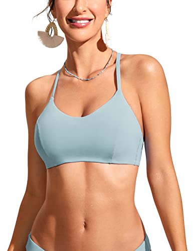 CRZ YOGA Damen Spitze Crisscross Bikini Top Swim Sports BH Workout Swimwear Hellgraublau 42 von CRZ YOGA
