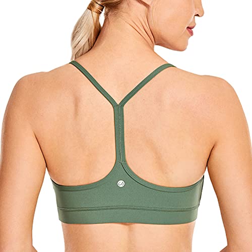 CRZ YOGA Damen Racerback Sport BH Gepolstert Ohne Bügel Y-Rücken Yoga Sommer Atmungsaktiv Spaghetti Top Lebendiges Grün L von CRZ YOGA