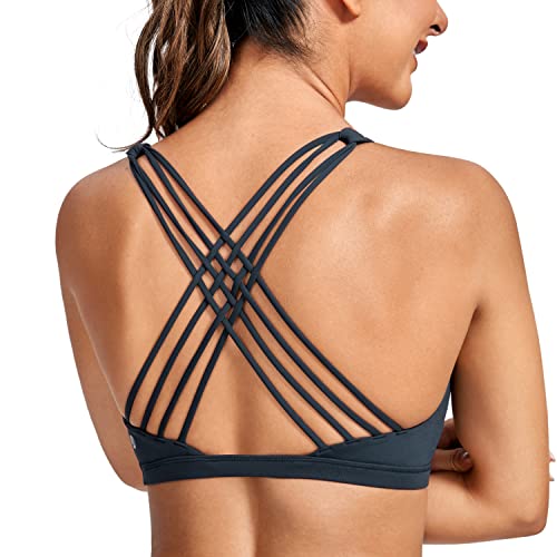 CRZ YOGA Damen Sport-BH Gepolstert ohne Bügel X-Rücken Sports Bra für Yoga Trainning Echte Marine L von CRZ YOGA