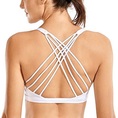 CRZ YOGA Damen Sport-BH Gepolstert ohne Bügel X-Rücken Sports Bra für Yoga Trainning Weiss L von CRZ YOGA