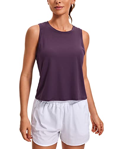 CRZ YOGA Damen Sport Crop Top Racerback Yoga Tank Top Sommer Fitness Ärmelloses Oberteile Leichte Gym Lauftop Tiefes Krokusviolett 42 von CRZ YOGA