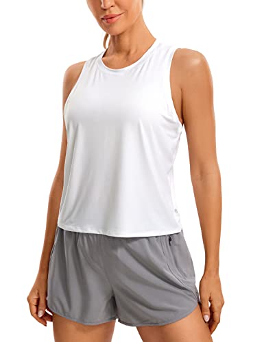 CRZ YOGA Damen Sport Crop Top Racerback Yoga Tank Top Sommer Fitness Ärmelloses Oberteile Leichte Gym Lauftop Weiss 42 von CRZ YOGA