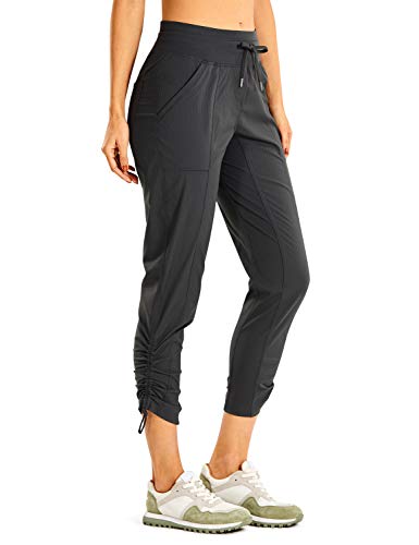 CRZ YOGA Damen Sport Jogginghose Leichte Schnelltrocknende Freizeithose Yoga Pant mit Tasche - 63.5cm Tinte grau 36 von CRZ YOGA