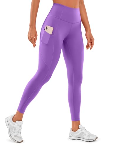 CRZ YOGA Damen Naked Feeling Sport Leggings mit Taschen High Waist Sporthose Gym Blickdicht Yogahose - 64cm Royal Lilac 40 von CRZ YOGA