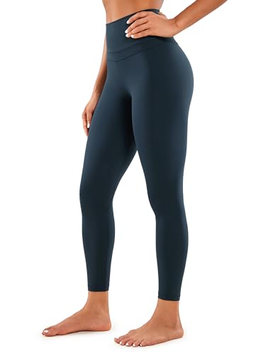 CRZ YOGA Damen Naked Feeling Sport Leggings High Wasit Sporthose Yogahose Blickdicht Lange Yoga Leggins - 64cm Echte Marine 44 von CRZ YOGA