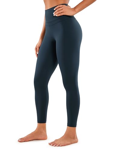 CRZ YOGA Damen Naked Feeling Sport Leggings High Wasit Sporthose Yogahose Blickdicht Lange Yoga Leggins - 64cm Echte Marine 44 von CRZ YOGA