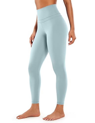 CRZ YOGA Damen Naked Feeling Sport Leggings High Wasit Sporthose Yogahose Blickdicht Lange Yoga Leggins - 64cm Hellgraublau 44 von CRZ YOGA