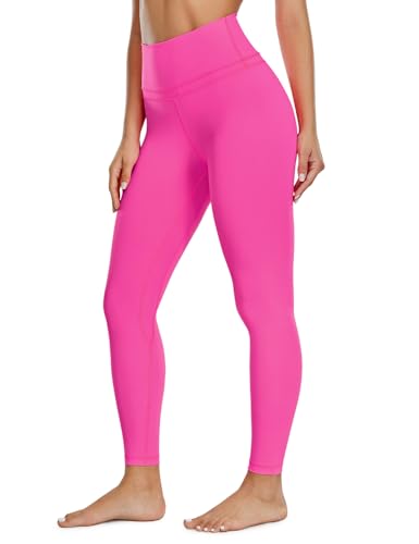 CRZ YOGA Damen Naked Feeling Sport Leggings High Wasit Sporthose Yogahose Blickdicht Lange Yoga Leggins - 64cm Hibiskus-Purpur 40 von CRZ YOGA