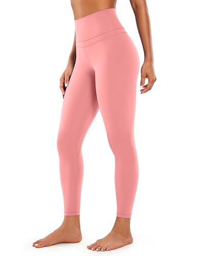 CRZ YOGA Damen Naked Feeling Sport Leggings High Wasit Sporthose Yogahose Blickdicht Lange Yoga Leggins - 64cm Lotus Rosa 36 von CRZ YOGA