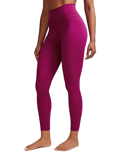 CRZ YOGA Damen Naked Feeling Sport Leggings High Wasit Sporthose Yogahose Blickdicht Lange Yoga Leggins - 64cm Magenta Violett 40 von CRZ YOGA