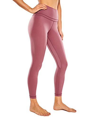 CRZ YOGA Damen Naked Feeling Sport Leggings High Wasit Sporthose Yogahose Blickdicht Lange Yoga Leggins - 64cm Misty Merlot 38 von CRZ YOGA