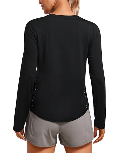 CRZ YOGA Damen Sport Leichtes Langarmshirt Oberteile Yoga Rundhalsausschnitt Laufen Workout Long Sleeve Shirts Schwarz 42 von CRZ YOGA
