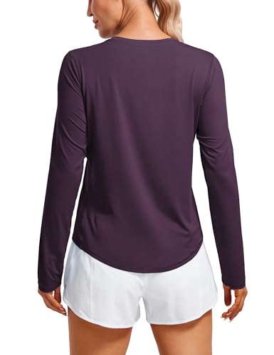 CRZ YOGA Damen Sport Leichtes Langarmshirt Oberteile Yoga Rundhalsausschnitt Laufen Workout Long Sleeve Shirts Tiefes Krokusviolett 44 von CRZ YOGA