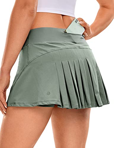 CRZ YOGA Damen Sport Rock Tennis Golf Skort Mini Pleated Skirt mit Innenhose Taschen Grauer Salbei 42 von CRZ YOGA