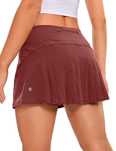 CRZ YOGA Damen Sport Rock Tennis Golf Skort Mini Pleated Skirt mit Innenhose Taschen Savanne 38 von CRZ YOGA