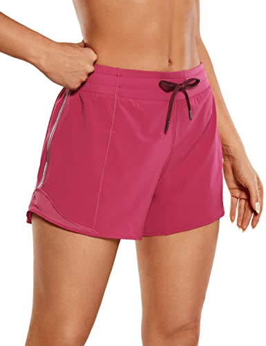 CRZ YOGA Damen Sport Shorts Gym Kurze Hose Leicht Laufshorts mit Kordelzug und Innenslip - 10cm Dunkelviolett- 4'' 44 von CRZ YOGA